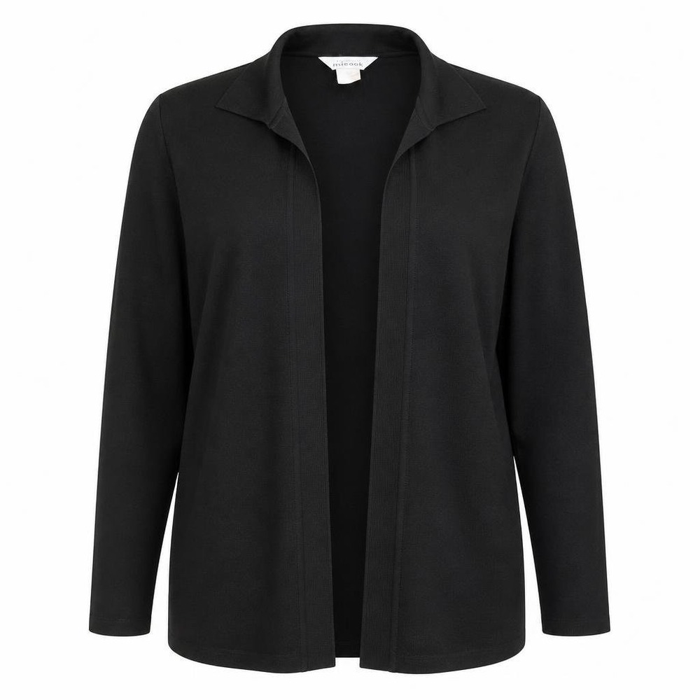 VTG Exclusively Misook Knit Cardigan Womens XL Black Open Front Jacket Acrylic